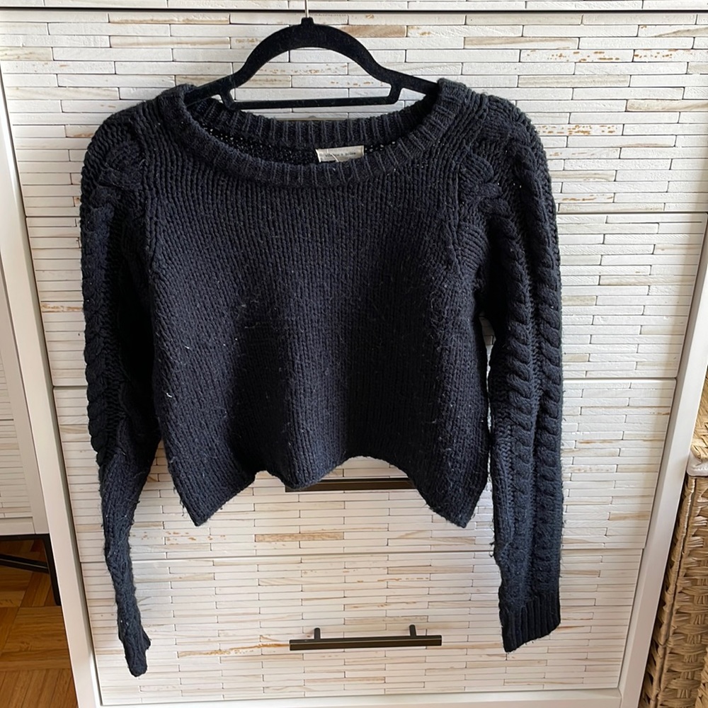 Urban Outfitters cropped cable knit black sweater.